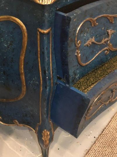 Single Royal Blue and Parcel Gilt Decorated Bombay Commode or Chest