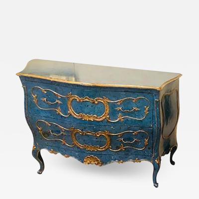 Single Royal Blue and Parcel Gilt Decorated Bombay Commode or Chest