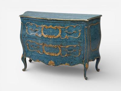 Single Royal Blue and Parcel Gilt Decorated Bombay Commode or Chest