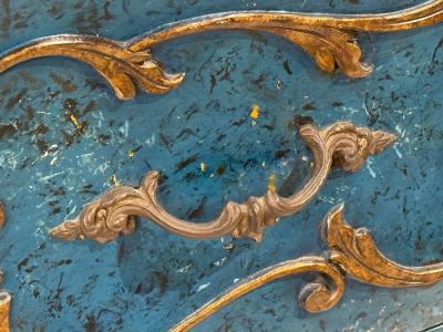 Single Royal Blue and Parcel Gilt Decorated Bombay Commode or Chest