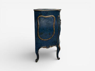 Single Royal Blue and Parcel Gilt Decorated Bombay Commode or Chest