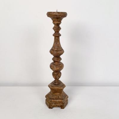 Single Rustic Carved Wood Pricket circa 1800