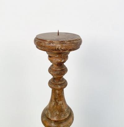 Single Rustic Carved Wood Pricket circa 1800