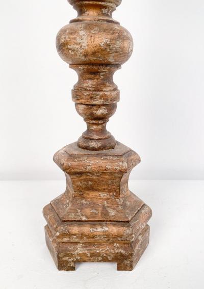 Single Rustic Carved Wood Pricket circa 1800