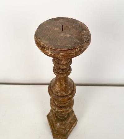 Single Rustic Carved Wood Pricket circa 1800