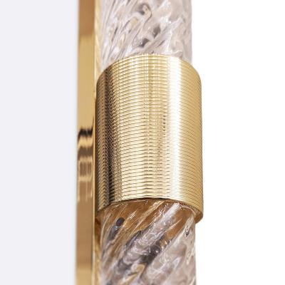 Single Twisted Clear Murano Glass Rod and Etched Brass Mirror