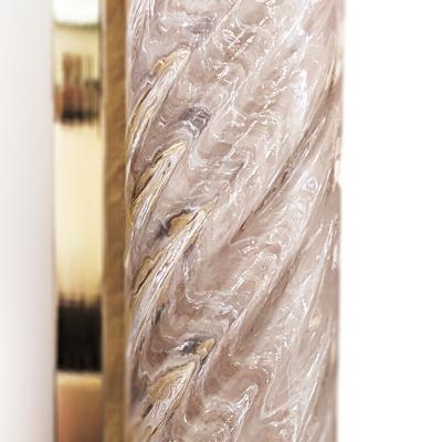 Single Twisted Clear Murano Glass Rod and Etched Brass Mirror