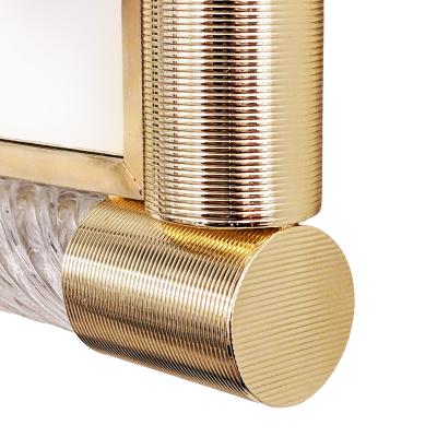 Single Twisted Clear Murano Glass Rod and Etched Brass Mirror