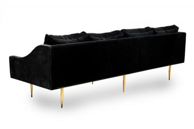 Sintra Contemporary Modern Charcoal Gray Velvet and Polished Bronze Sofa