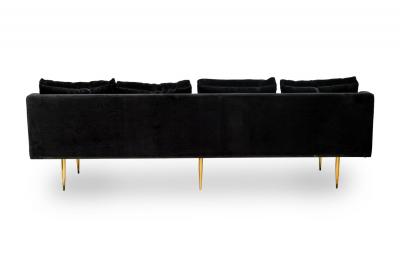 Sintra Contemporary Modern Charcoal Gray Velvet and Polished Bronze Sofa