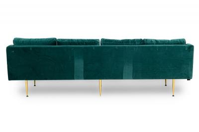 Sintra Contemporary Modern Dark Sea Green Velvet and Polished Bronze Sofa