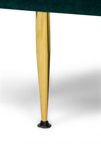 Sintra Contemporary Modern Dark Sea Green Velvet and Polished Bronze Sofa