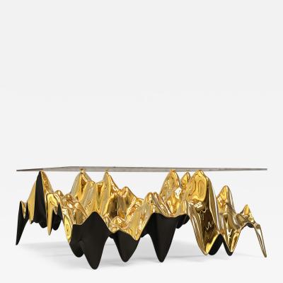 Sinusoid Coffee Table Polished Cast Bronze