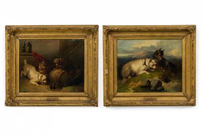 Sir Edwin Landseer Pair of English Victorian Dog Paintings by EDWIN LANDSEER