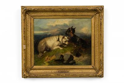 Sir Edwin Landseer Pair of English Victorian Dog Paintings by EDWIN LANDSEER