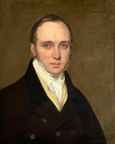 Sir Henry Raeburn Portrait of a Gentleman with Piercing Blue Eyes School of Raeburn circa 1820