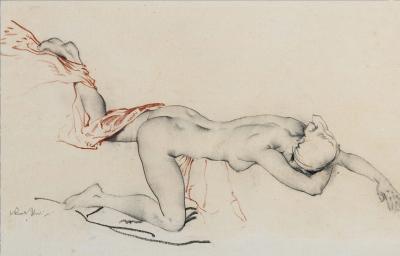 Sir William Russell Flint Sensuous Reclining Nude Original Work on Paper Signed 