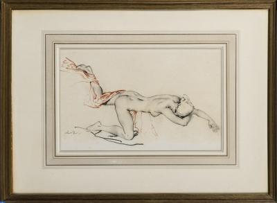 Sir William Russell Flint Sensuous Reclining Nude Original Work on Paper Signed 