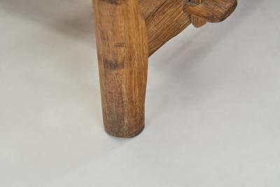 Six Brutalist Solid Oak Dining Chairs with Upholstered Cushions Europe 1960s