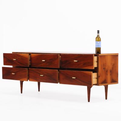 Six Drawer Walnut Low Dresser Credenza C 1955 