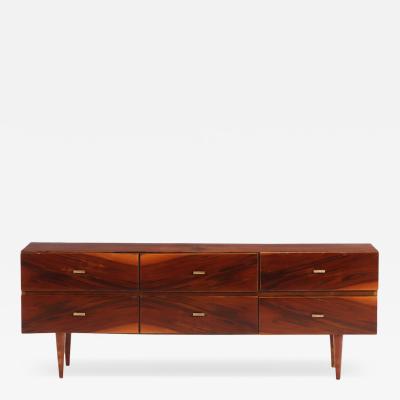 Six Drawer Walnut Low Dresser Credenza C 1955 