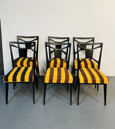 Six Italian Mid Century Modern Mahogany Dining Side Chairs Ico Parisi Style