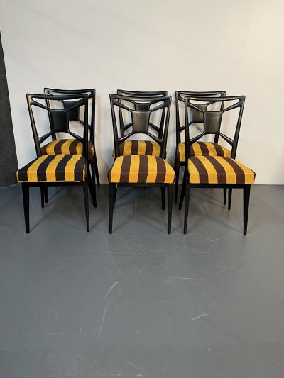 Six Italian Mid Century Modern Mahogany Dining Side Chairs Ico Parisi Style