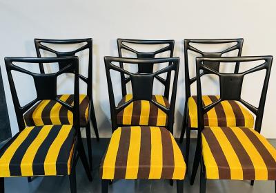 Six Italian Mid Century Modern Mahogany Dining Side Chairs Ico Parisi Style