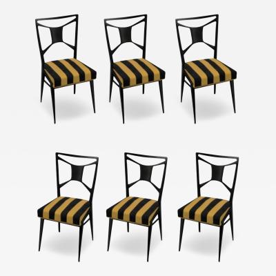 Six Italian Mid Century Modern Mahogany Dining Side Chairs Ico Parisi Style