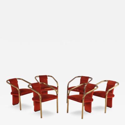 Six Italian brass and upholstered chairs C 1965 