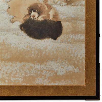 Six Panel Screen Snow Scene of Mallards in Winter Landscape