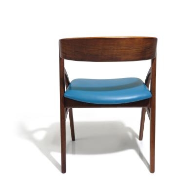 Six Rosewood Danish Dining Chairs in Blue Leather