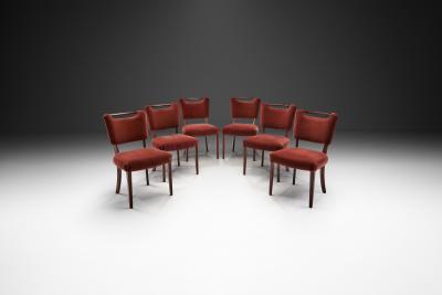 Six Upholstered Beech Dining Chairs by a European Cabinetmaker Europe ca 1950s