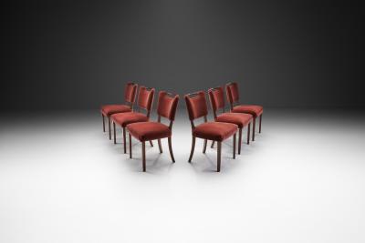 Six Upholstered Beech Dining Chairs by a European Cabinetmaker Europe ca 1950s