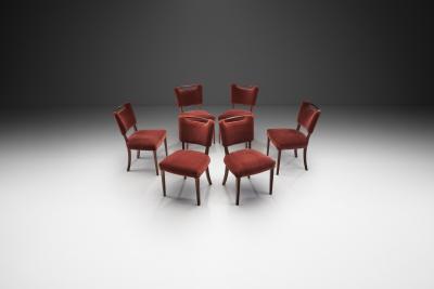 Six Upholstered Beech Dining Chairs by a European Cabinetmaker Europe ca 1950s