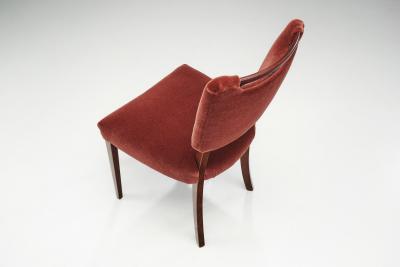 Six Upholstered Beech Dining Chairs by a European Cabinetmaker Europe ca 1950s
