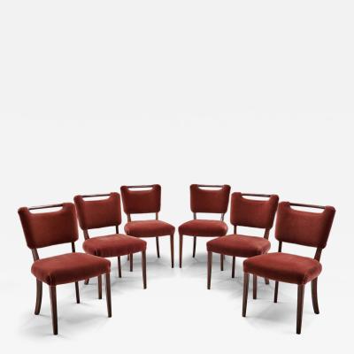 Six Upholstered Beech Dining Chairs by a European Cabinetmaker Europe ca 1950s