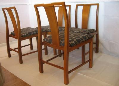 Six Walnut Dining Chairs Asian Modern