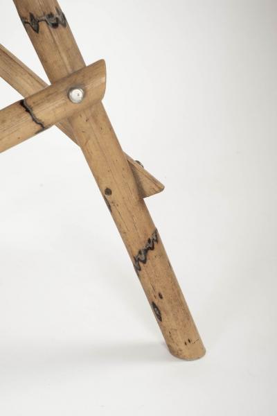 Six Wooden Bamboo Tripod Base Stools