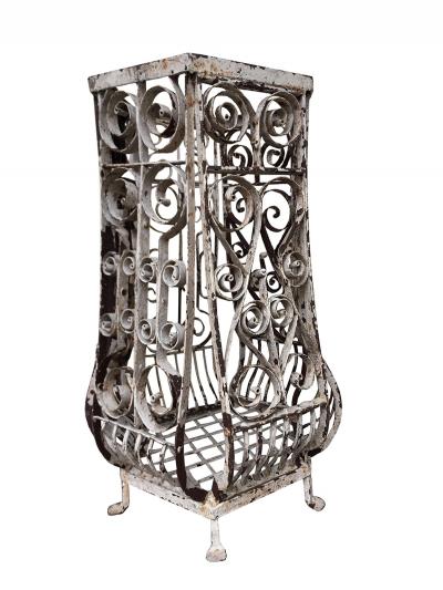 Six large hand wrought iron planters France circa 1880