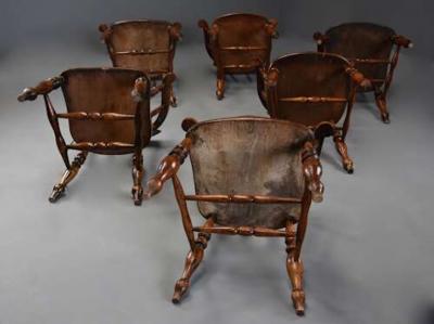 Six mid 19th century smokers bow Windsor or Captain s chairs