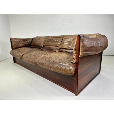 Skipper Mobler 1970s Skipper Mobler Leather and Rosewood Sofa