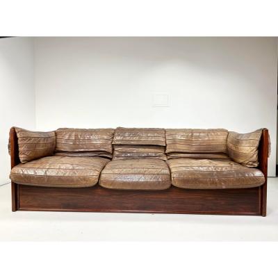 Skipper Mobler 1970s Skipper Mobler Leather and Rosewood Sofa