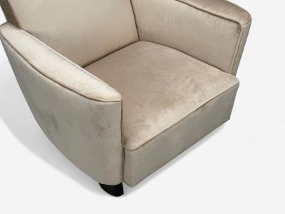 Slagelse Mobelfabrik Beige Velvet Beech Lounge Chairs Denmark 1940s