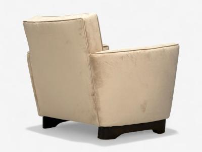 Slagelse Mobelfabrik Beige Velvet Beech Lounge Chairs Denmark 1940s