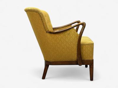 Slagelse Mobelvaerk Fabric Wood Sculptural Arm Chair Denmark 1960s