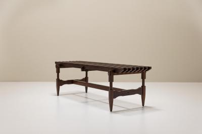 Slatted Bench In Meranti Wood Italy 1950s