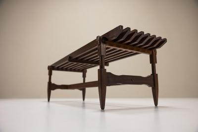 Slatted Bench In Meranti Wood Italy 1950s