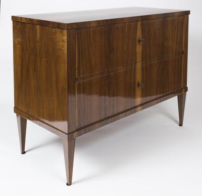 Sleek Biedermeier Two Drawer Walnut Chest