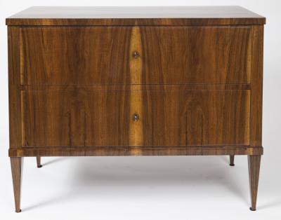 Sleek Biedermeier Two Drawer Walnut Chest